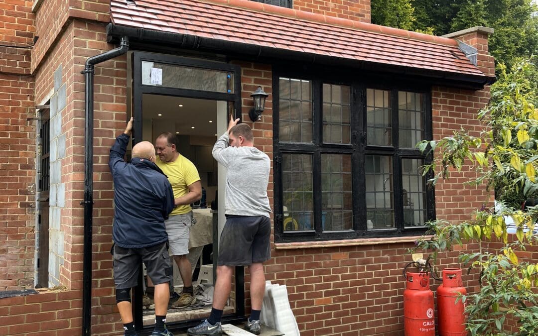 Kitchen Extension Incorporating Original Oak Windows in Chaldon, Surrey